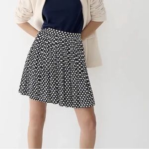 J.Crew Pleated Satin Polka Dot Skirt